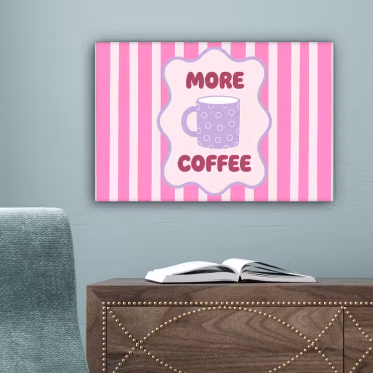 More coffee - Roze - Paars - Strepen - Mok canvas 2cm klein -sfeer4
