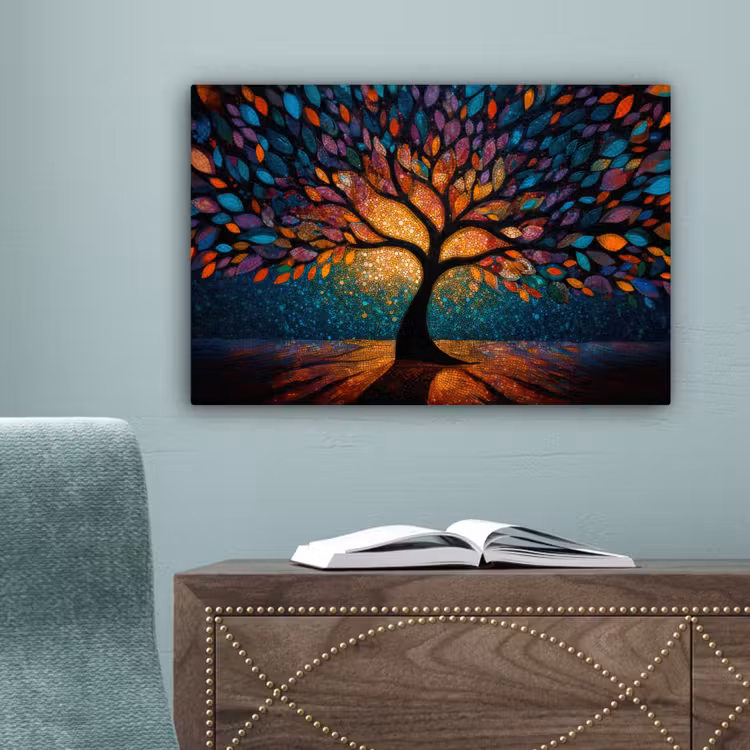 Mozaïek - Kleurrijk - Boom - Takken canvas 2cm klein -sfeer4