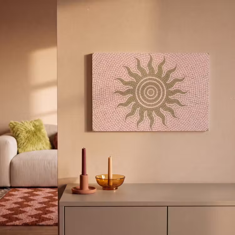 Mozaïek - Zon - Patroon - Klassiek - Roze canvas 2cm klein -sfeer1