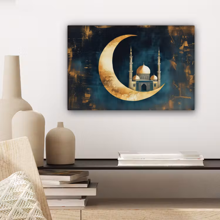 Moskee - Halve maan - Goud - Ramadan - Islamitische canvas 2cm klein -sfeer6