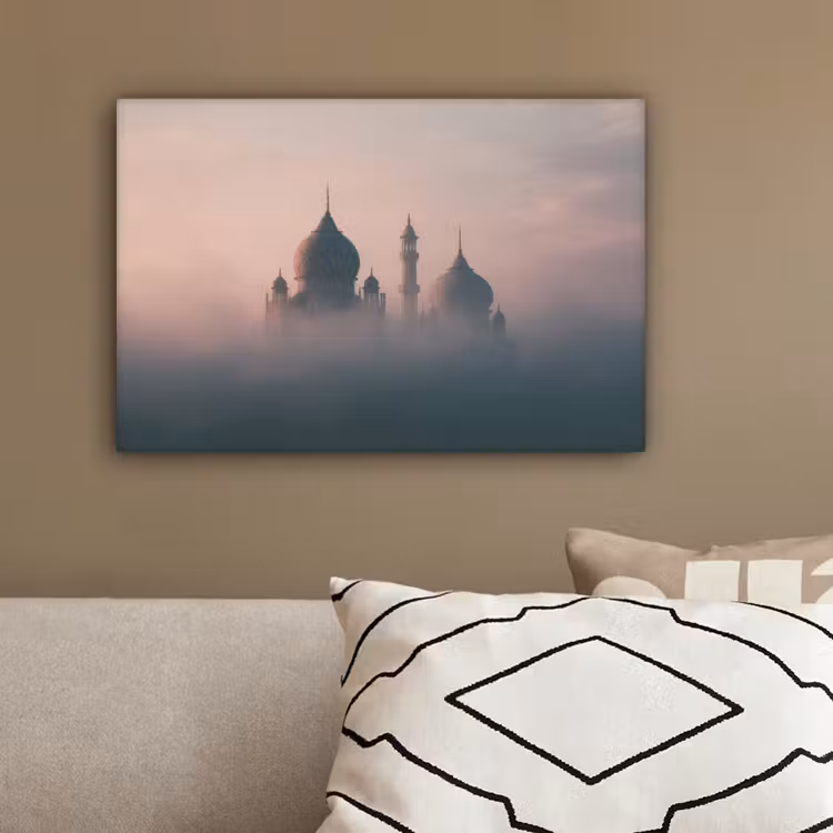 Moskee - Minaretten - Roze mist canvas 2cm klein -sfeer3