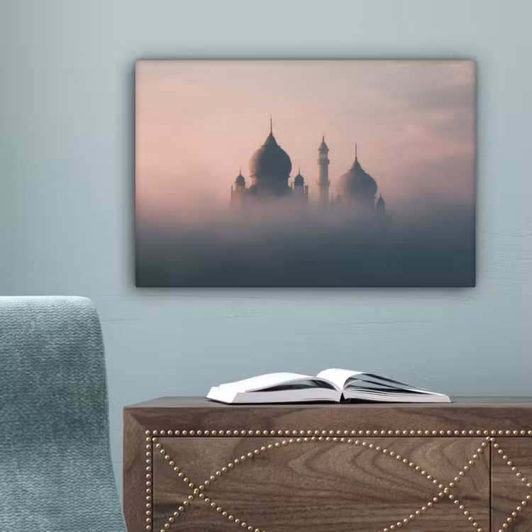 Moskee - Minaretten - Roze mist canvas 2cm klein -sfeer4