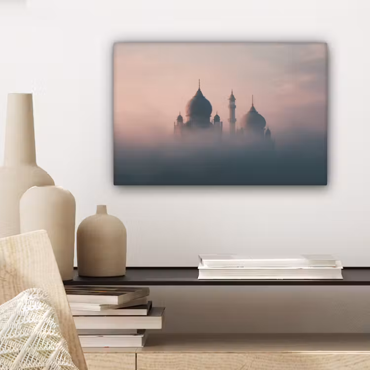 Moskee - Minaretten - Roze mist canvas 2cm klein -sfeer6