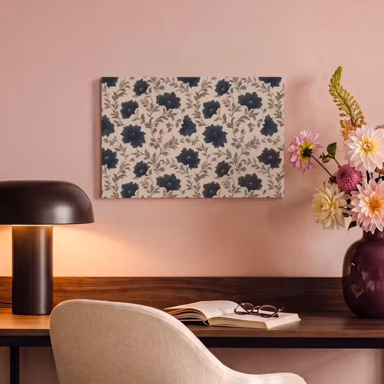 Motief - Bloemen - Zwart - Beige canvas 2cm klein 34 -sfeer4