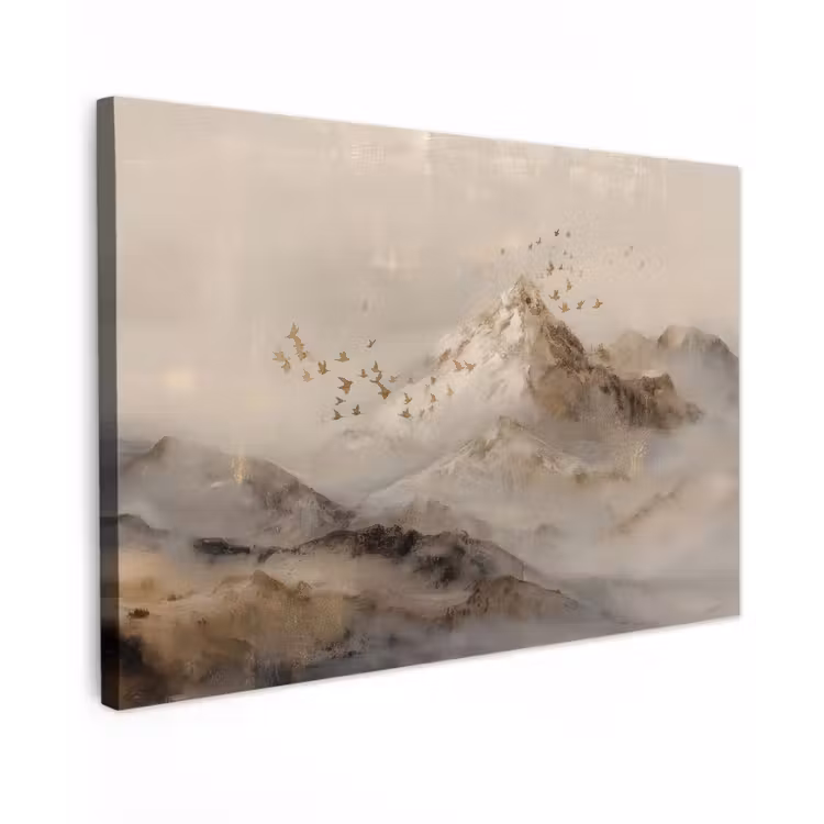 Berglandschap - Mist - Penseelstreken canvas 2cm klein -z3d