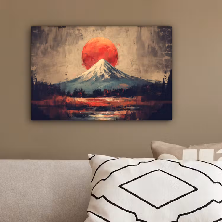Bergtop - Sneeuw - Zon canvas 2cm klein -sfeer3