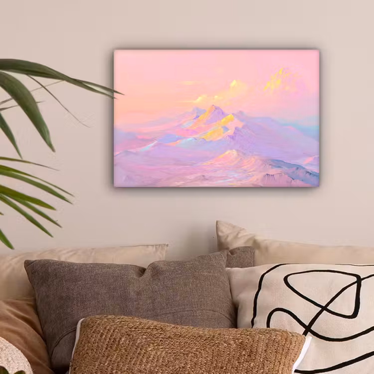 Bergtoppen - Wolken - Dromerig canvas 2cm klein -sfeer1