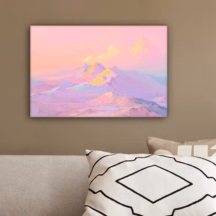 Bergtoppen - Wolken - Dromerig canvas 2cm klein -sfeer3