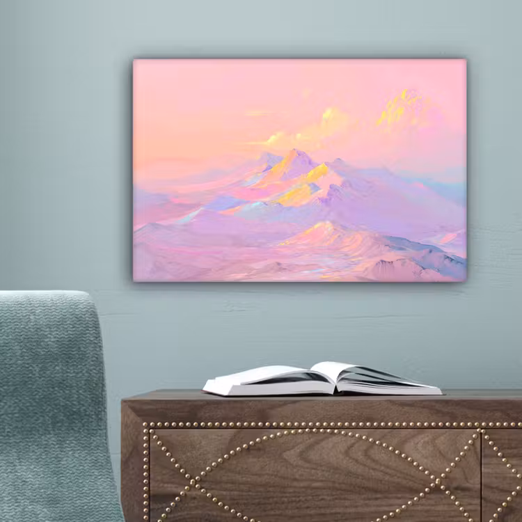 Bergtoppen - Wolken - Dromerig canvas 2cm klein -sfeer4
