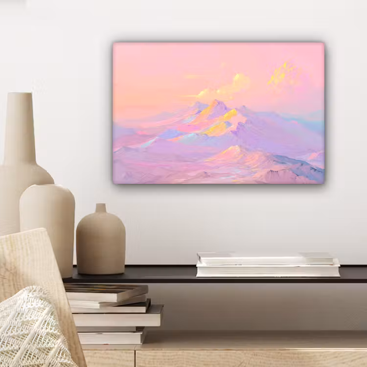 Bergtoppen - Wolken - Dromerig canvas 2cm klein -sfeer6