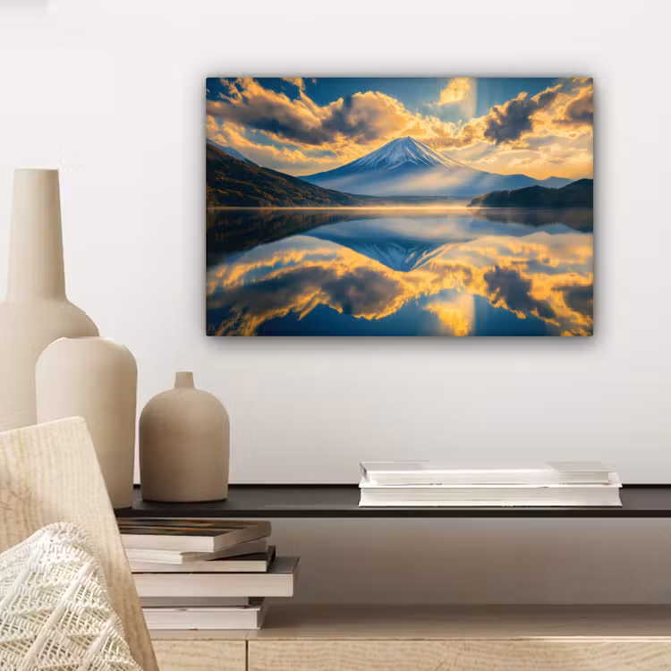 Berg - Rivier - Zonsondergang canvas 2cm klein -sfeer6