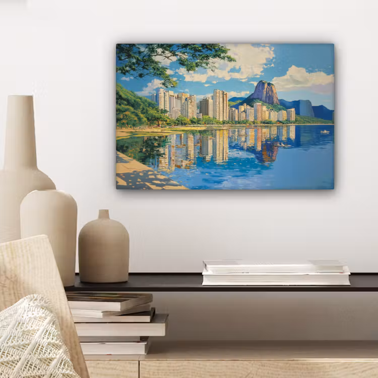 Berg - Skyline - Strand - Water canvas 2cm klein -sfeer6