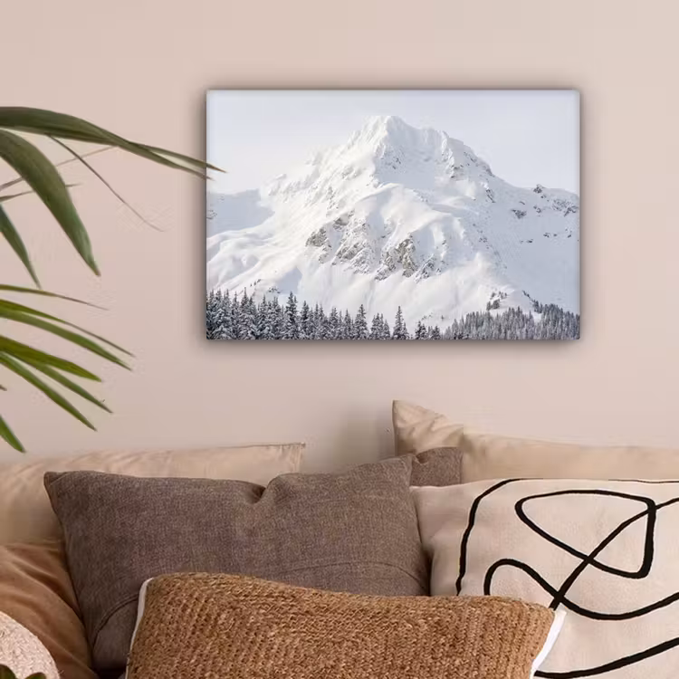 Berg - Sneeuw - Winter - Natuur - Wit canvas 2cm klein -sfeer1