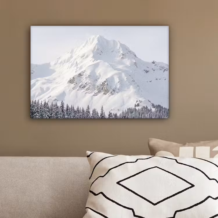 Berg - Sneeuw - Winter - Natuur - Wit canvas 2cm klein -sfeer3