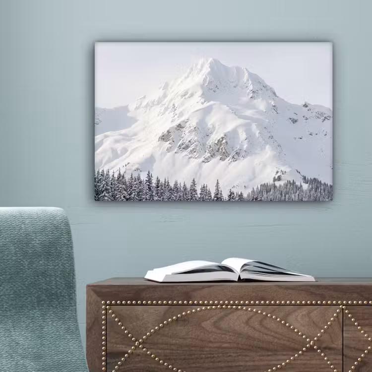 Berg - Sneeuw - Winter - Natuur - Wit canvas 2cm klein -sfeer4