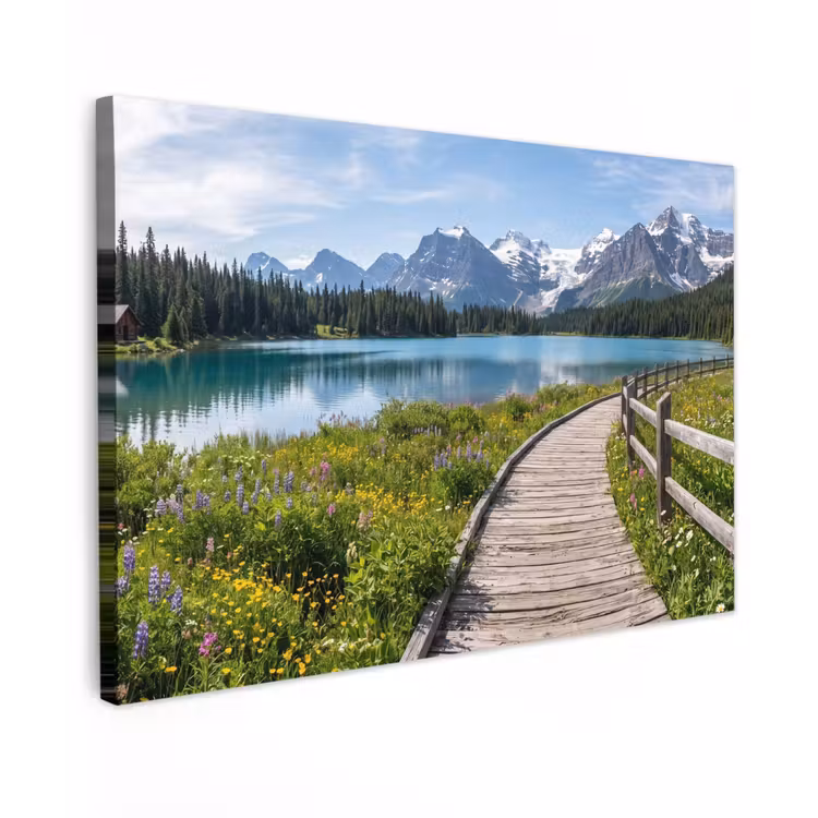 Bergen - Meer - Landschap - Blauw canvas 2cm klein -z3d