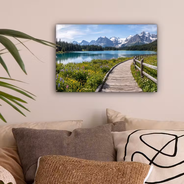 Bergen - Meer - Landschap - Blauw canvas 2cm klein -sfeer1