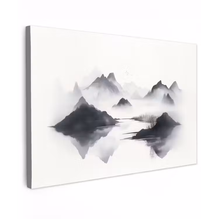 Bergen - Mistig - Water - Wit canvas 2cm klein -z3d