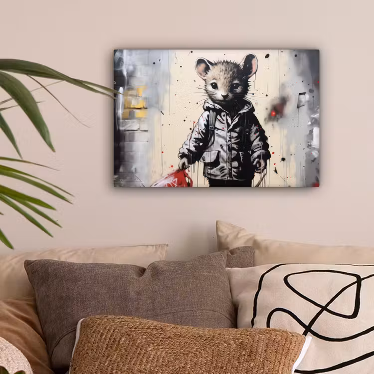 Muisje - Rood - Graffiti canvas 2cm klein -sfeer1