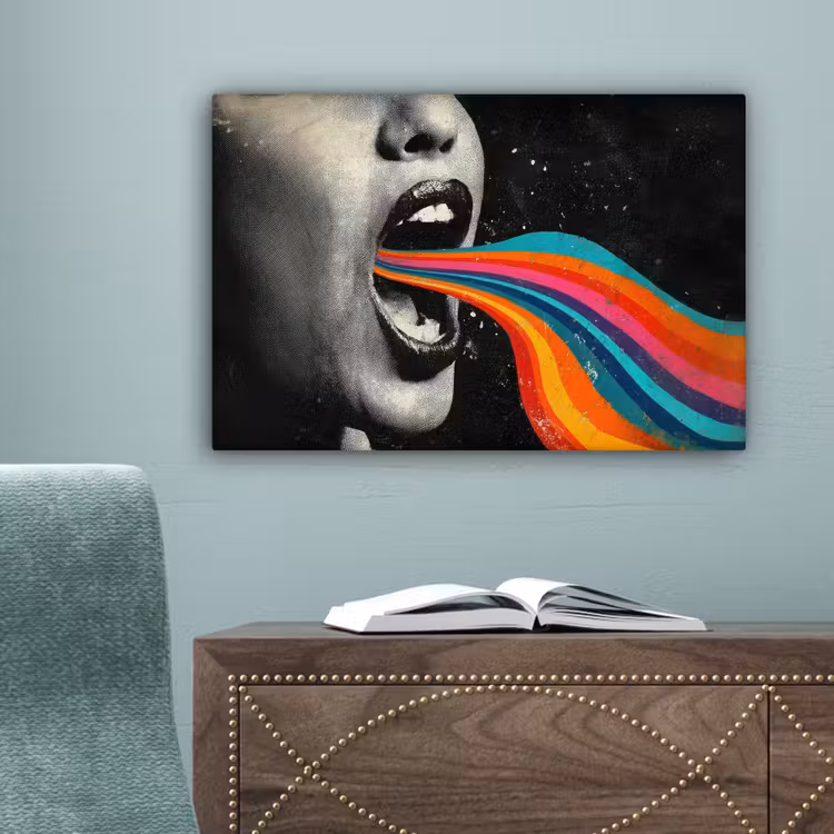 Mond - Golven - Regenboog canvas 2cm klein -sfeer4