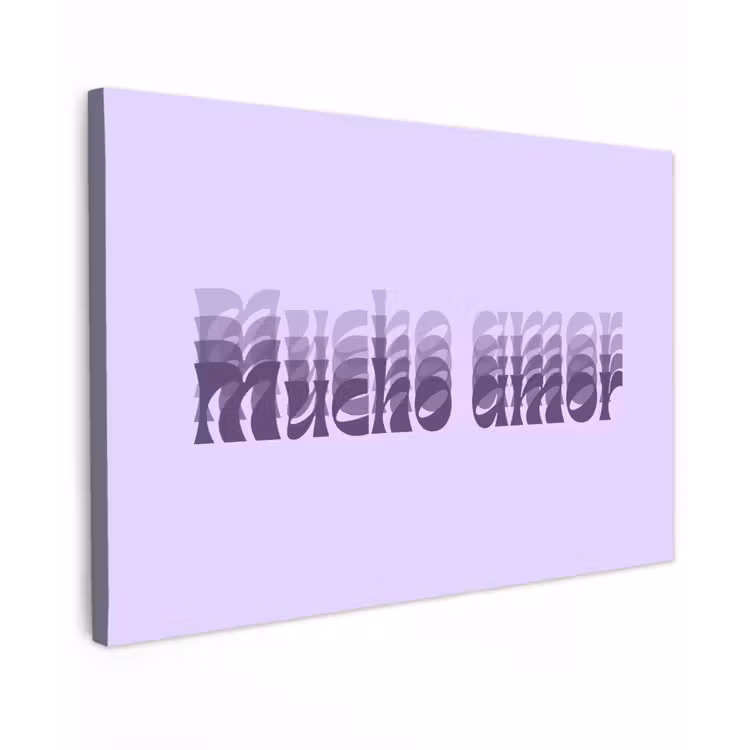 Mucho amor - Paars - Gelaagde letters canvas 2cm klein -z3d