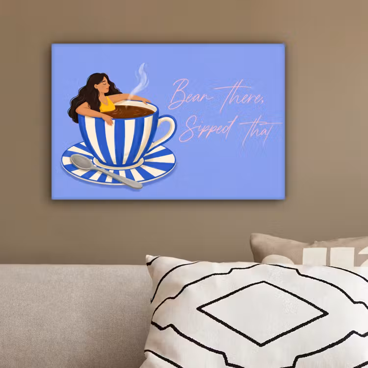 Mok - Koffie - Vrouw - Paars canvas 2cm klein -sfeer3