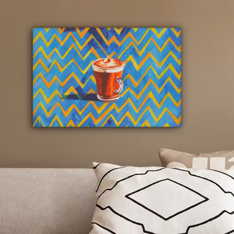 Mok - Koffie - Zigzag - Slagroom canvas 2cm klein -sfeer3