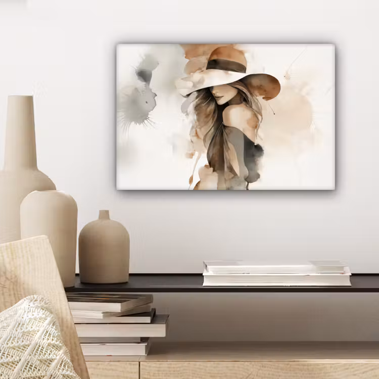 Mysterieus - Vrouw - Sepia canvas 2cm klein -sfeer6