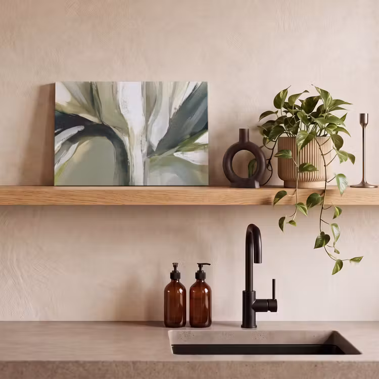 Natuur - Abstract - Groen - Penseelstreken canvas 2cm klein -sfeer3