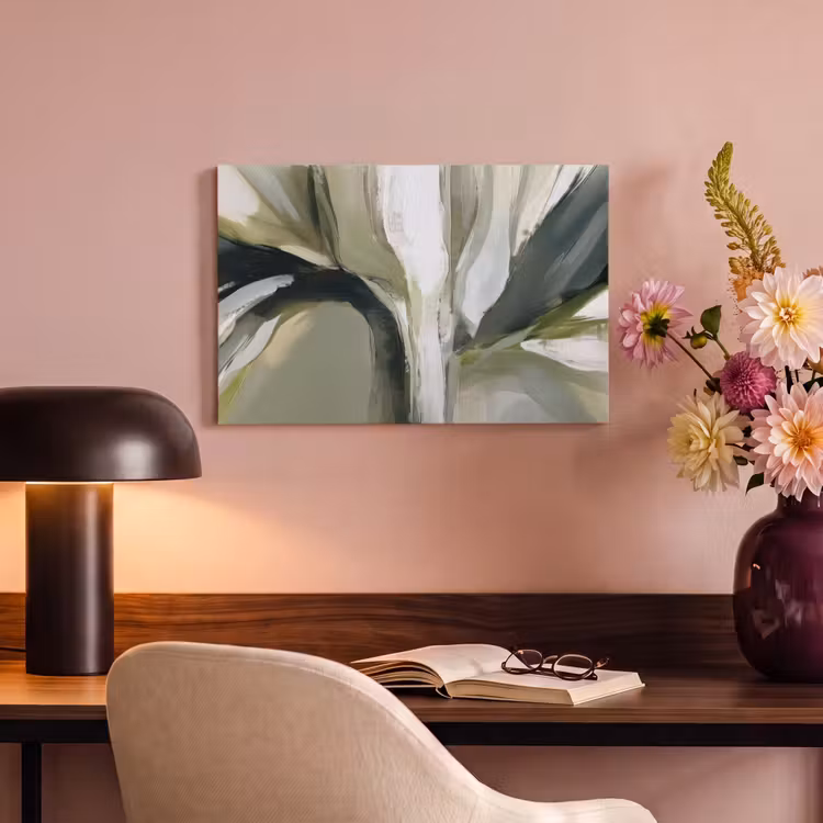 Natuur - Abstract - Groen - Penseelstreken canvas 2cm klein -sfeer4
