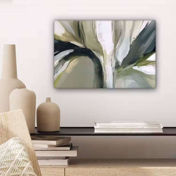 Natuur - Abstract - Groen - Penseelstreken canvas 2cm klein -sfeer6