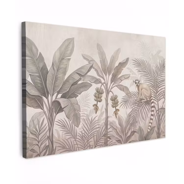 Natuur - Jungle - Ringstaartmaki - Bruin canvas 2cm klein -z3d
