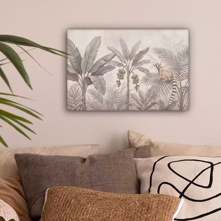 Natuur - Jungle - Ringstaartmaki - Bruin canvas 2cm klein -sfeer1