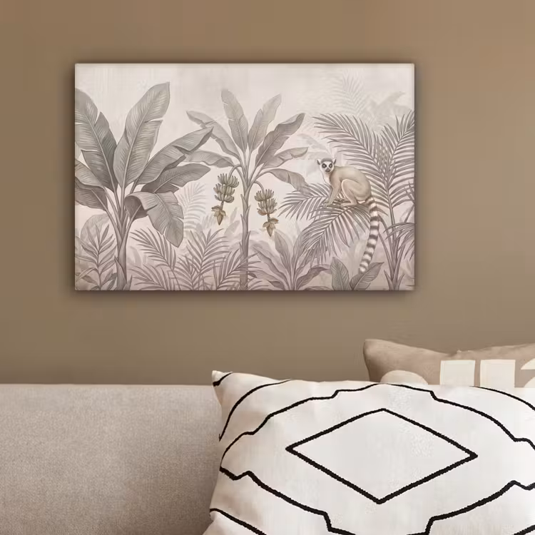 Natuur - Jungle - Ringstaartmaki - Bruin canvas 2cm klein -sfeer3