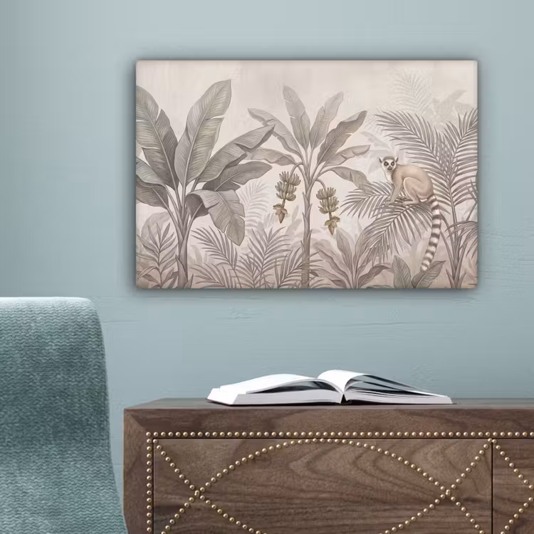 Natuur - Jungle - Ringstaartmaki - Bruin canvas 2cm klein -sfeer4