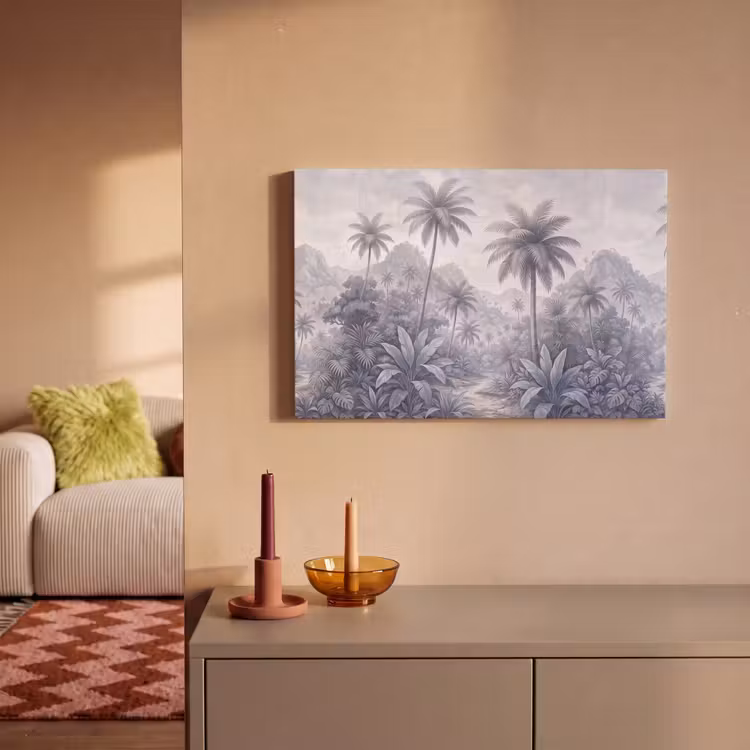 Natuur - Boom - Tropisch - Landschap - Blauw canvas 2cm klein -sfeer1