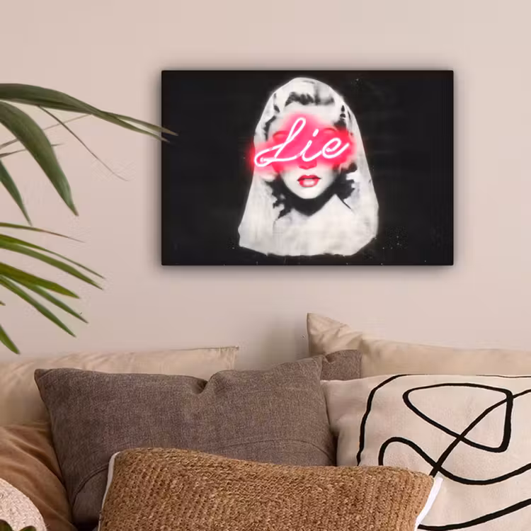 Neon - Letters - Vintage - Vrouw canvas 2cm klein -sfeer1
