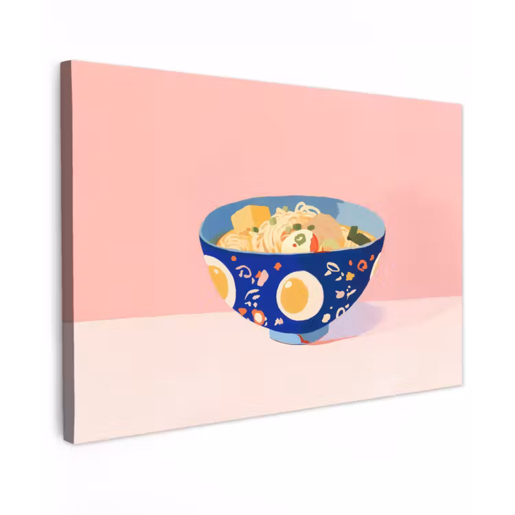 Noodles - Kom - Blauw - Illustratie canvas 2cm klein -z3d