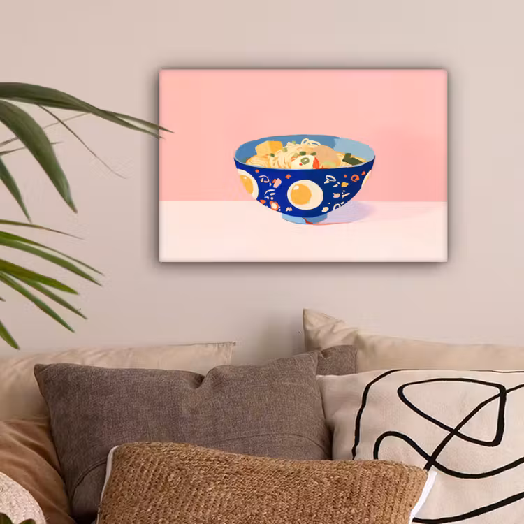 Noodles - Kom - Blauw - Illustratie canvas 2cm klein -sfeer1