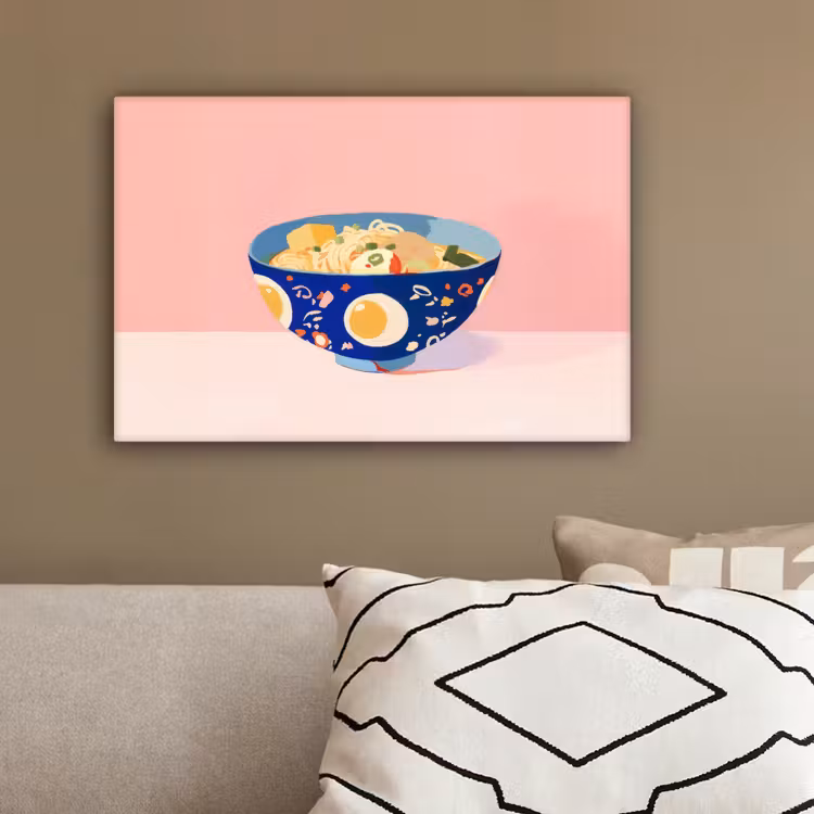 Noodles - Kom - Blauw - Illustratie canvas 2cm klein -sfeer3