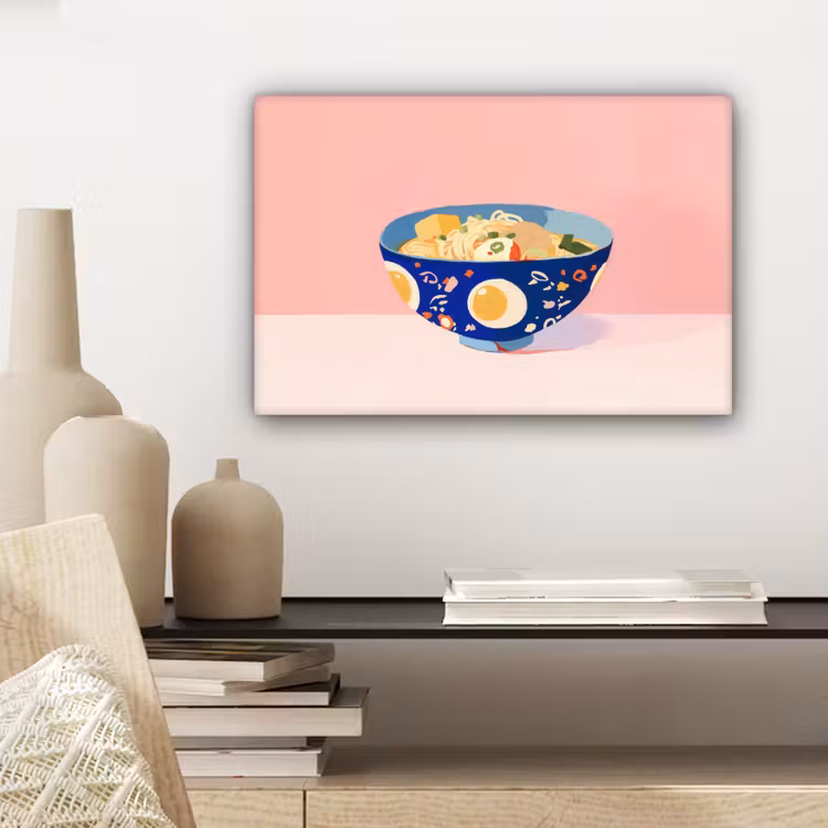Noodles - Kom - Blauw - Illustratie canvas 2cm klein -sfeer6