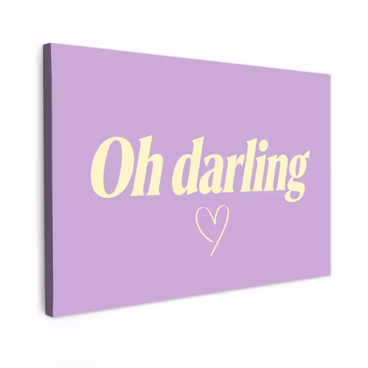 Oh darling - Hart - Paars canvas 2cm klein -z3d
