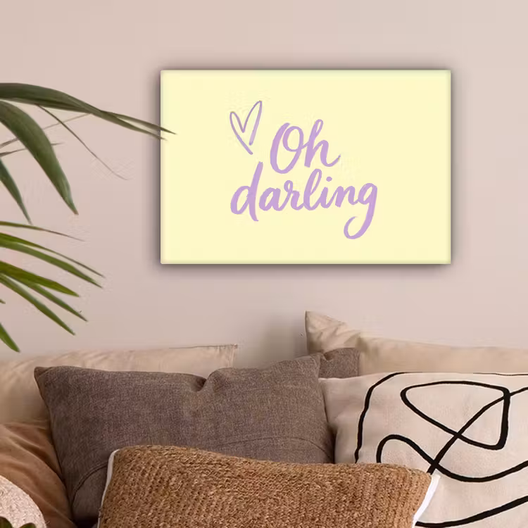 Oh darling - Geel - Hart canvas 2cm klein -sfeer1