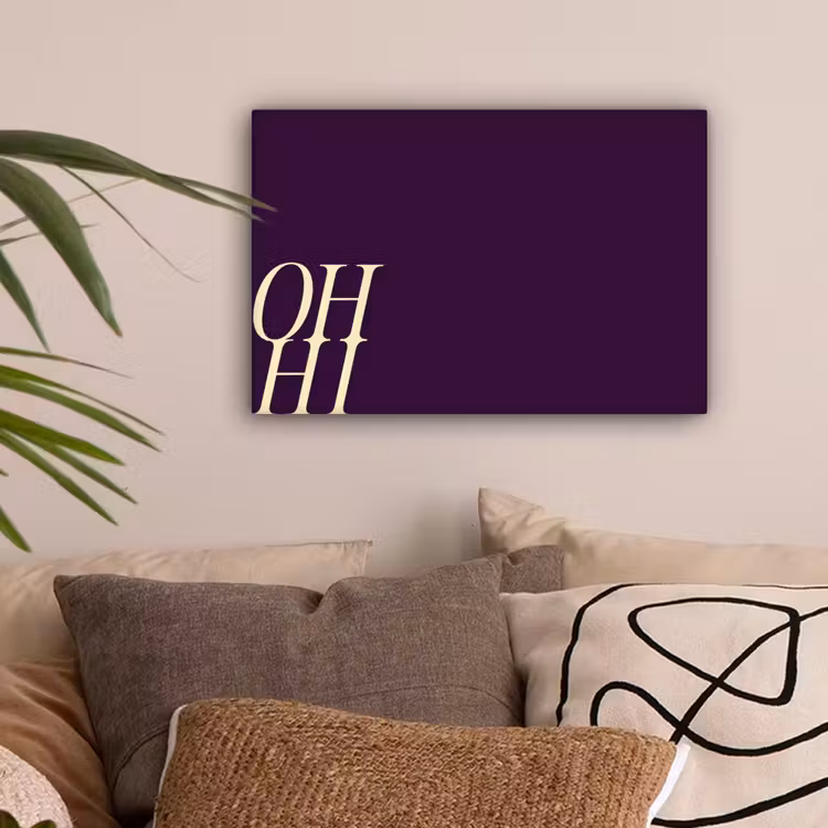 Oh hi - Paars - Cursief canvas 2cm klein -sfeer1