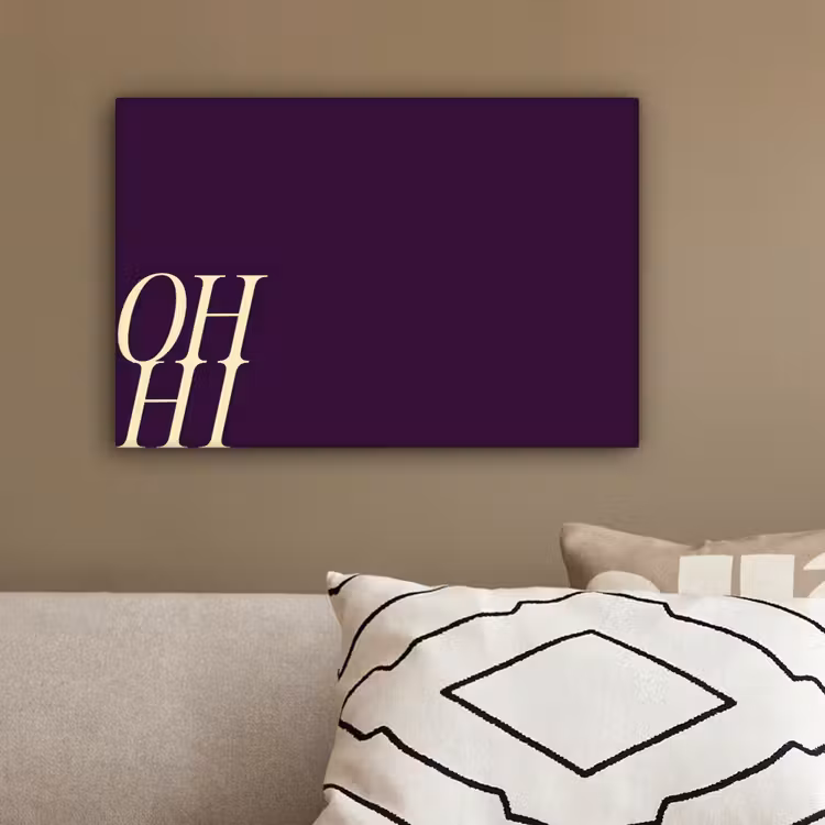 Oh hi - Paars - Cursief canvas 2cm klein -sfeer3