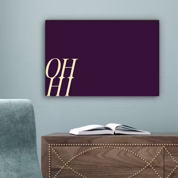 Oh hi - Paars - Cursief canvas 2cm klein -sfeer4