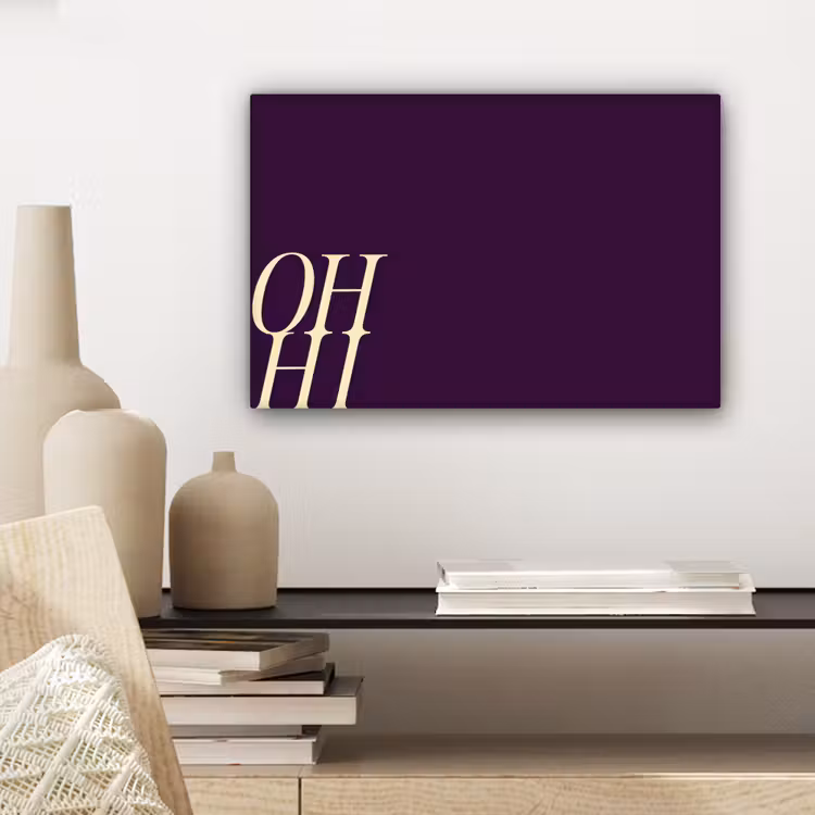 Oh hi - Paars - Cursief canvas 2cm klein -sfeer6
