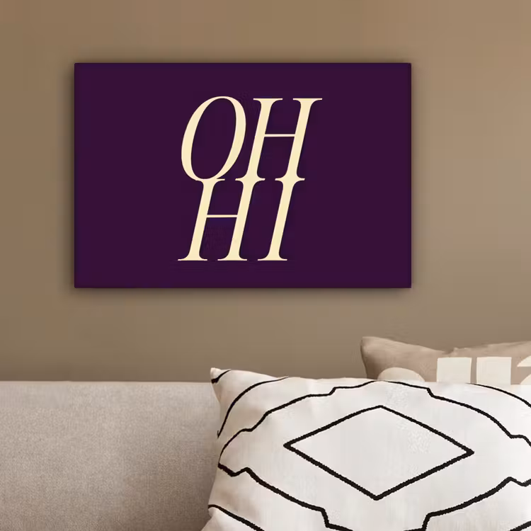 Oh hi - Paars - Minimalistisch canvas 2cm klein -sfeer3