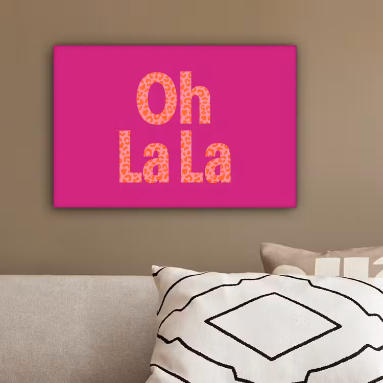 Oh la la - Luipaardprint - Roze canvas 2cm klein -sfeer3
