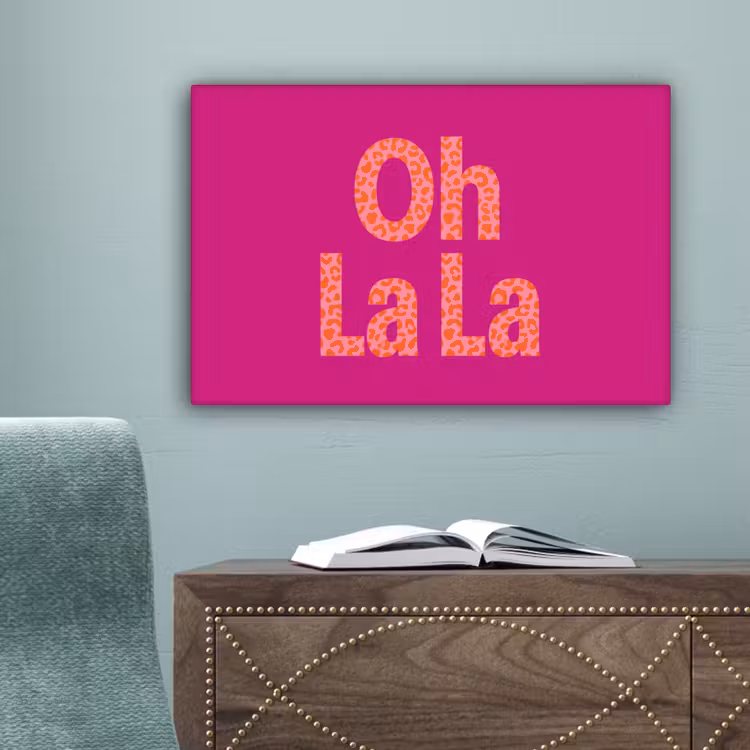 Oh la la - Luipaardprint - Roze canvas 2cm klein -sfeer4